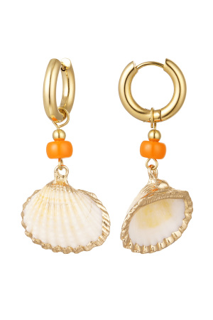 Boucles D'oreilles Coquillage Avec Perle - Doré Acier Inoxydable h5
