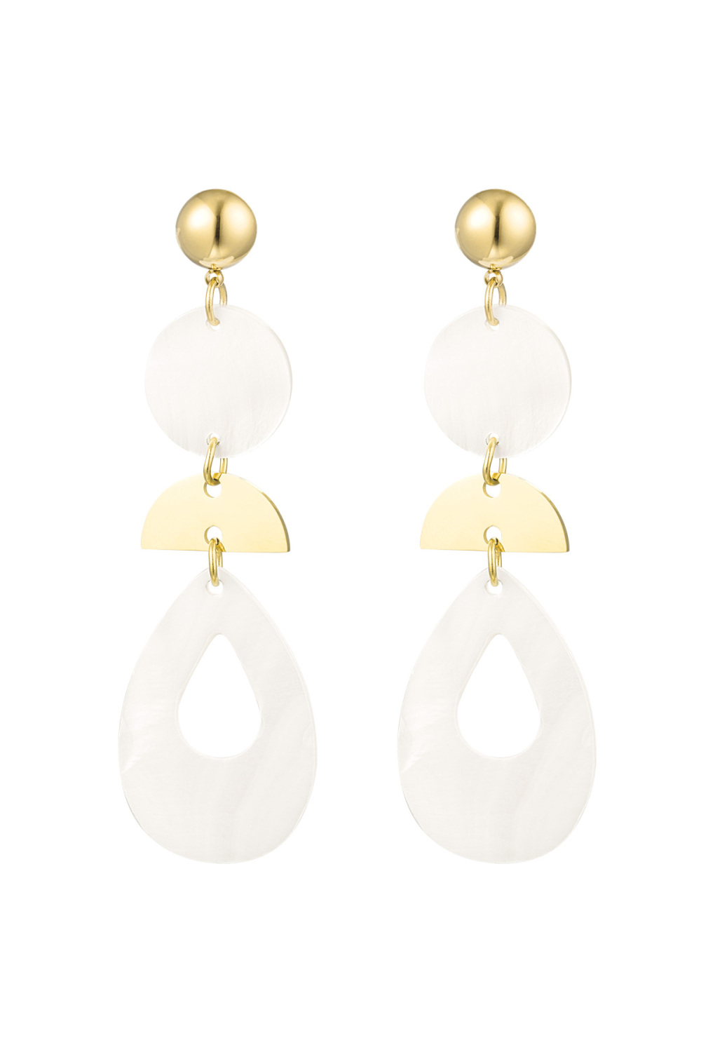 Boucles D'couleur Oreilles Pendantes Avec Coquillage - Couleur Or Acier Inoxydable 
