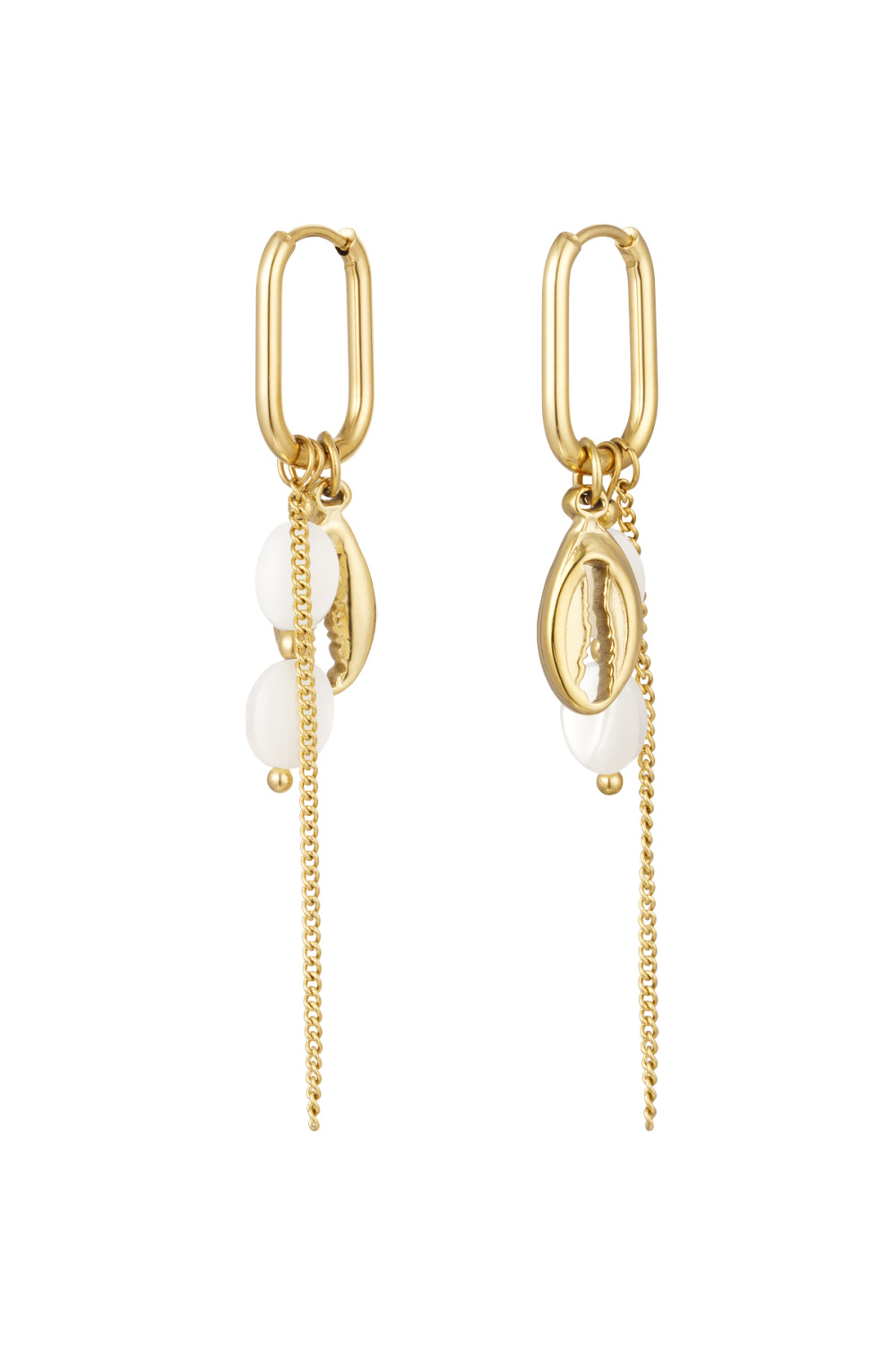 Boucles D'couleur Oreilles Allongées Avec Breloques - Couleur Or Acier Inoxydable