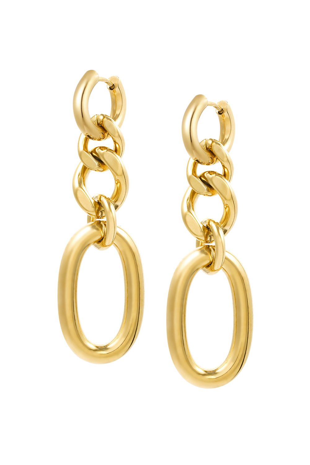 Boucles D'couleur Oreilles Grands/Petits Maillons - Argent/Couleur Or