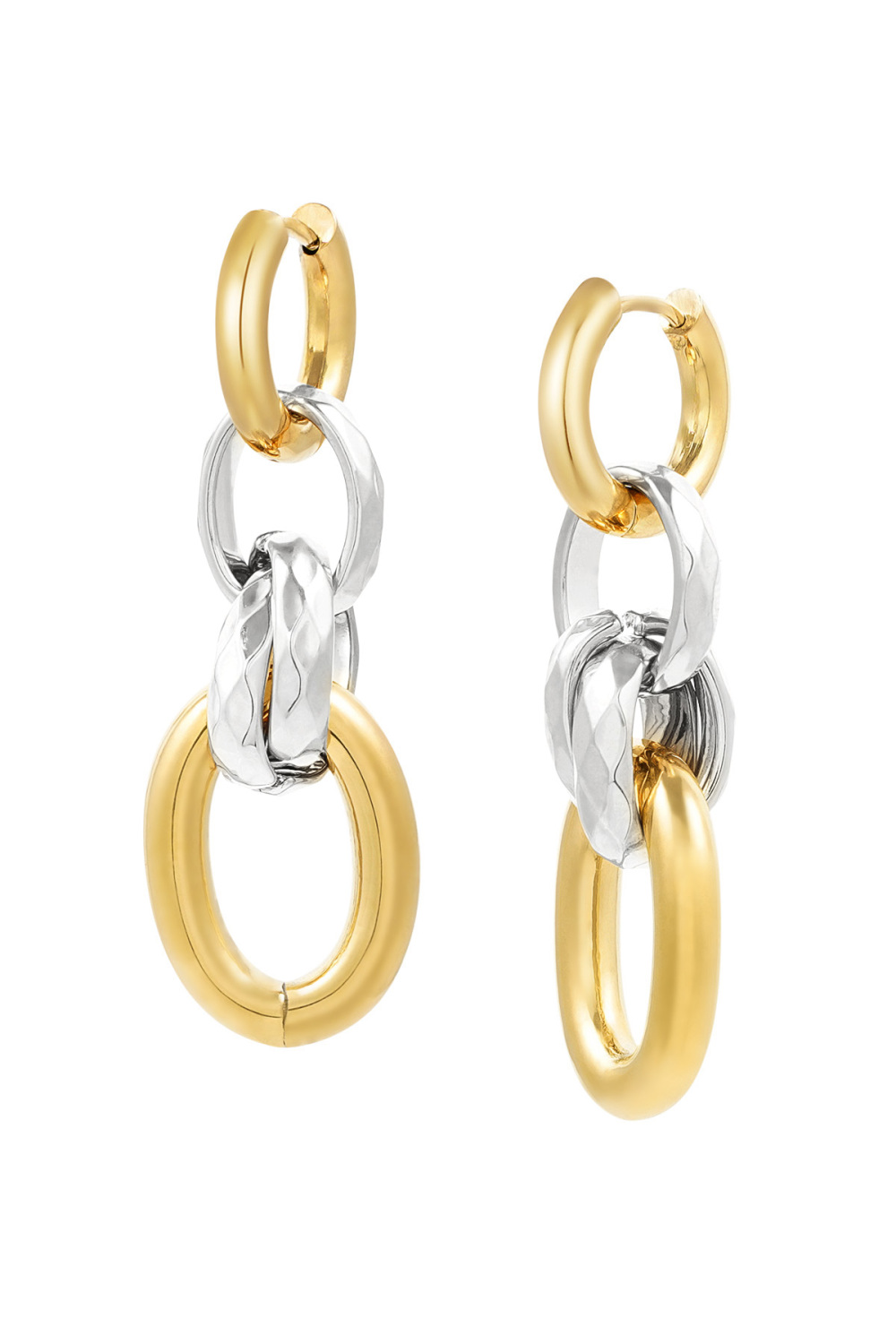 Boucles D'couleur Oreilles Quatre Maillons - Argent/Couleur Or