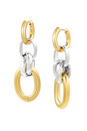 Boucles D'couleur Oreilles Quatre Maillons - Argent/Couleur Or h5