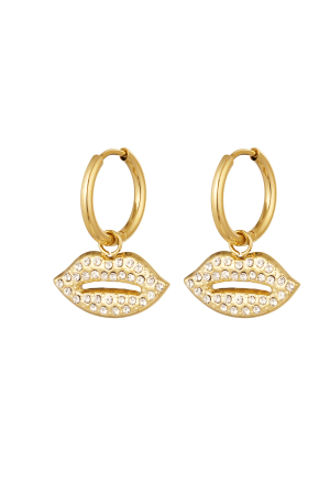 Boucles D'oreilles Charm Lèvres - Doré Acier Inoxydable h5