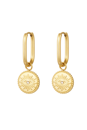 Boucles D'couleur Oreilles Oblongues Avec Pièce Oeil - Couleur Or Acier Inoxydable h5 