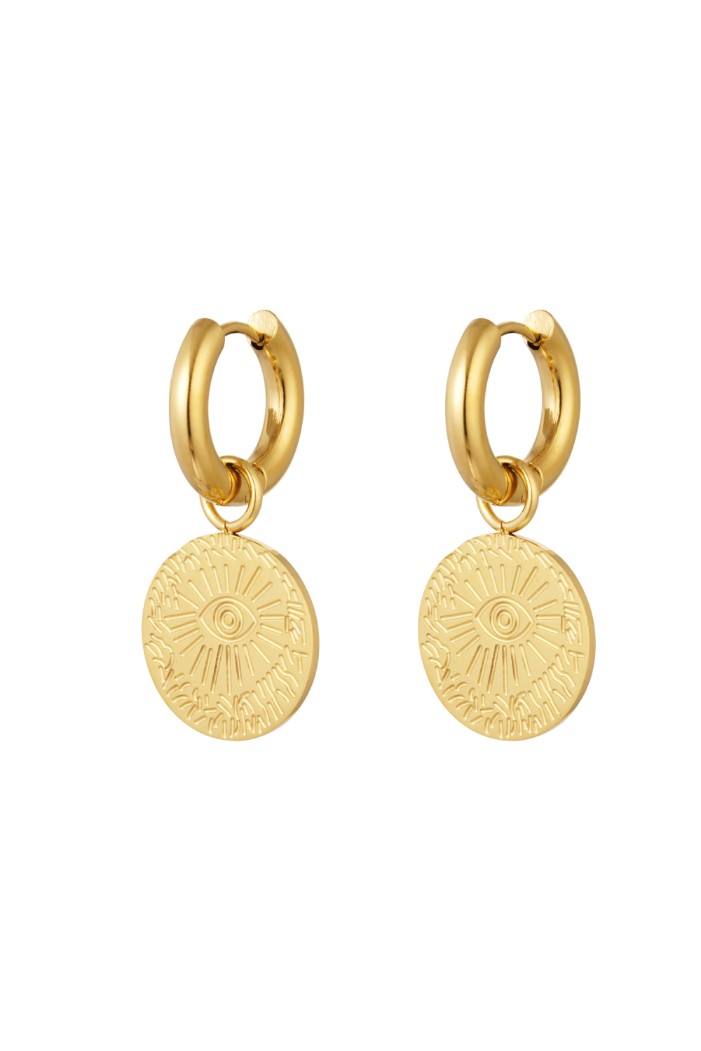 Boucles D'oreilles Pièce Oeil - Doré Acier Inoxydable 