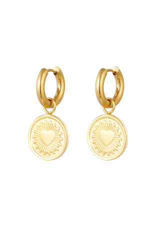 Boucles D'oreilles Coeur Pièce - Doré Acier Inoxydable h5
