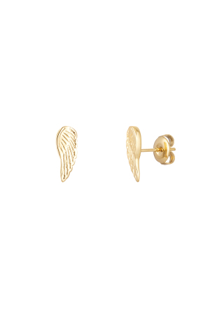 Boucles D'oreilles Clous Ailes - Doré Acier Inoxydable h5 