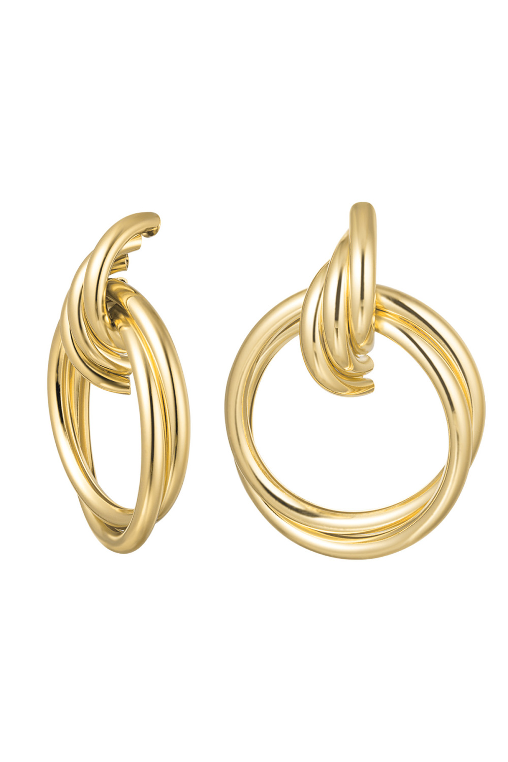 Boucles D'oreilles Doubles Créoles - Métal Doré 