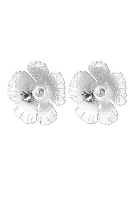 Boucles d'oreilles puces fleur - Alliage d'argent