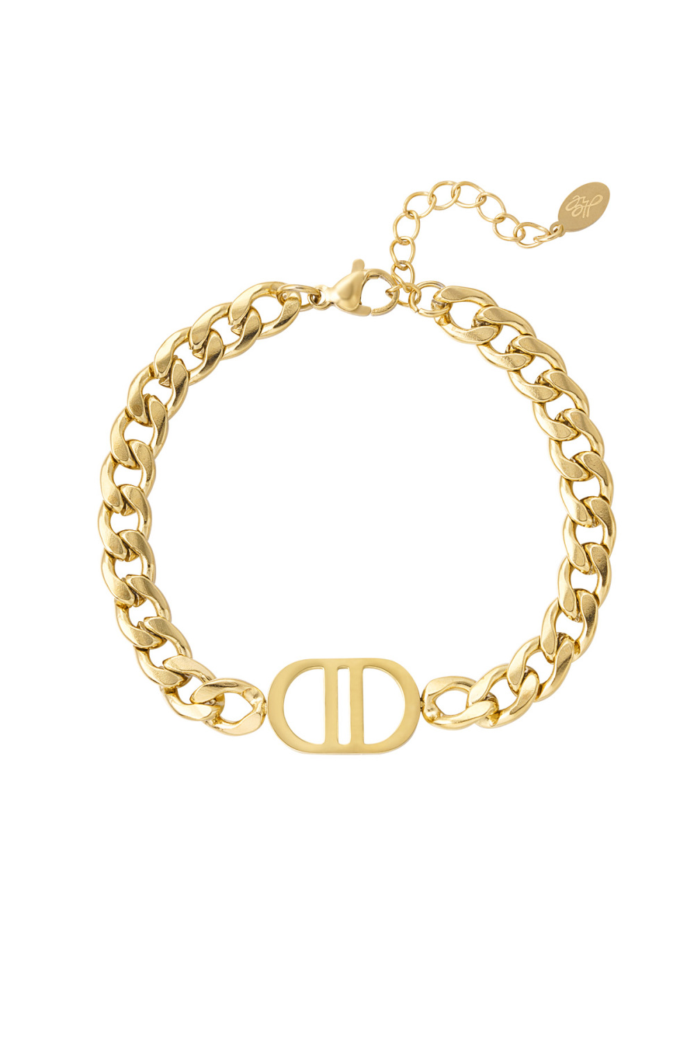 Bracelet Lien Avec Logo - Doré 