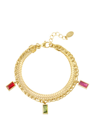 Bracelet Double Pierres Colorées h5