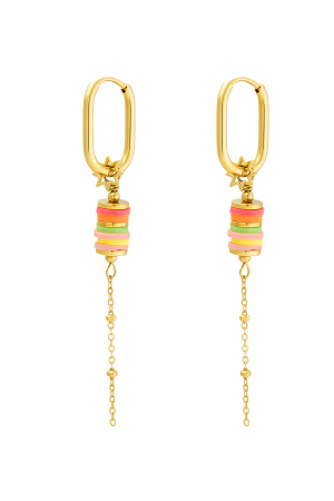 Boucles D'oreilles Perles Colorées Avec Chaîne h5