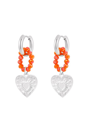 Boucles D'oreilles Coeurs Et Perles Orange h5 