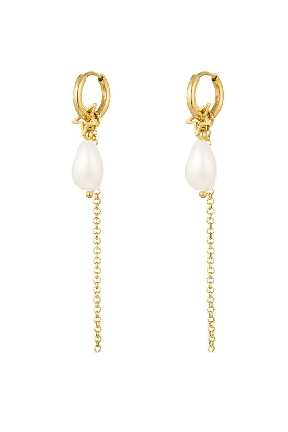 Boucles D'oreilles Avec Pendentif Perle - Acier Inoxydable 