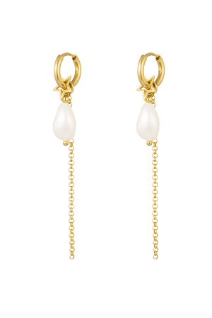 Boucles D'oreilles Avec Pendentif Perle - Acier Inoxydable h5 