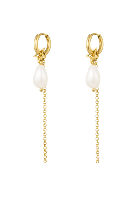 Boucles d'oreilles avec pendentif perle - Acier inoxydable