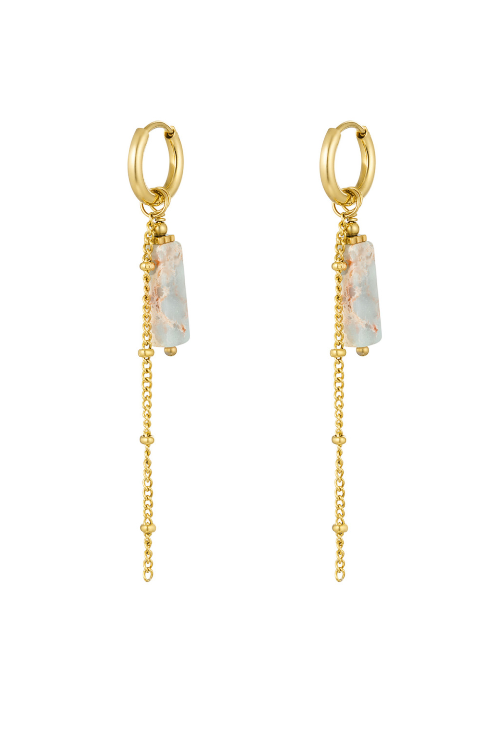 Boucles D'oreilles Avec Pendentif Tube - Acier Inoxydable Bleu 