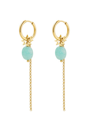 Boucles D'couleur Oreilles Collier Avec Pierre Et Breloque - Couleur Or/Bleu h5