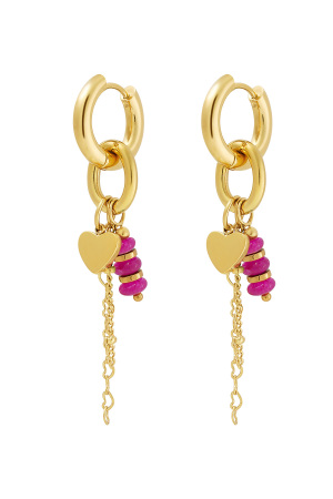 Boucles D'oreilles Détail Coeurs Fuchsia h5 