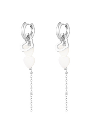 Boucles D'oreilles Avec Pendentifs Coeur - Argent Acier Inoxydable h5 