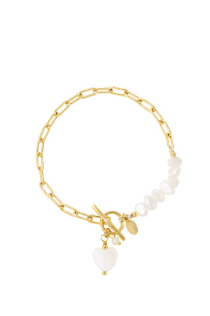 Bracelet Perles Coquillage Et Coeur - Doré h5 
