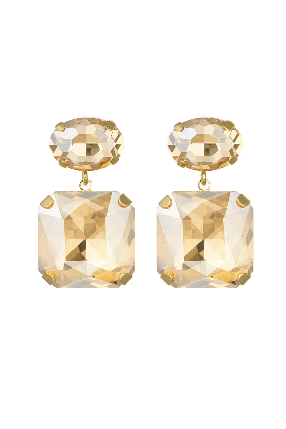Boucles D'oreilles Perles De Verre Carrées/Rondes - Perles De Verre Dorées 