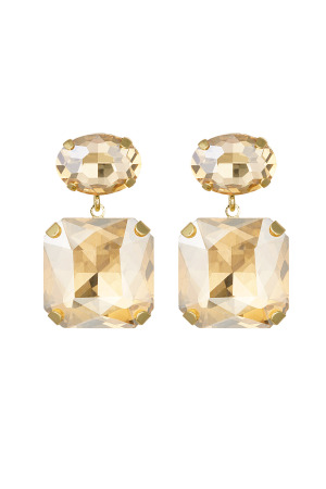 Boucles D'oreilles Perles De Verre Carrées/Rondes - Perles De Verre Dorées h5 
