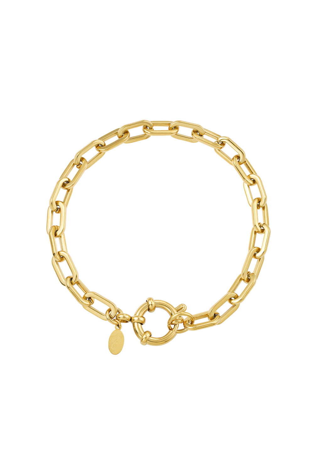 Bracelet À Maillons Fermoir Rond - Doré 