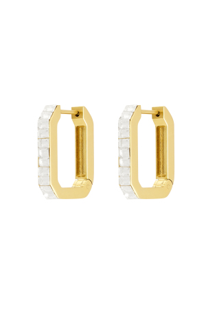 Boucles D'couleur Oreilles Pierres Allongées - Couleur Or/Blanc h5