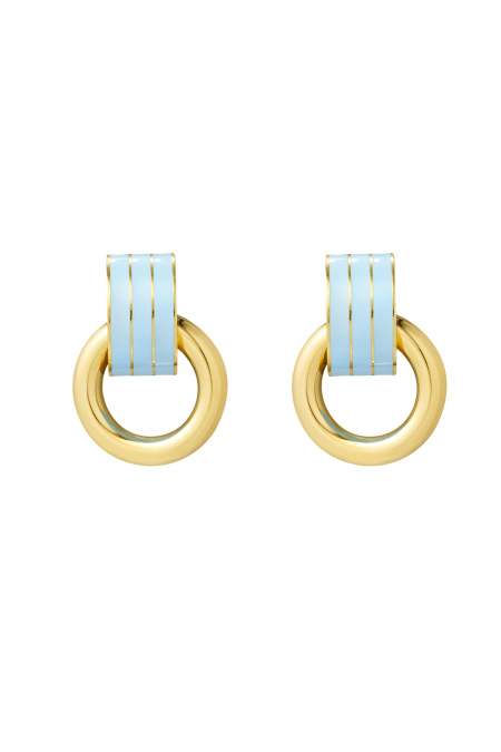 boucle d'oreille double couche bleu