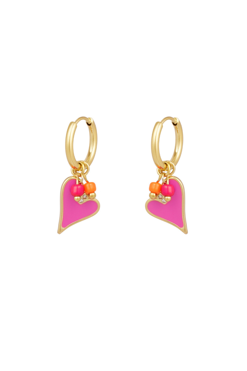 Boucle D'oreille Coeur Avec Perles Rose 