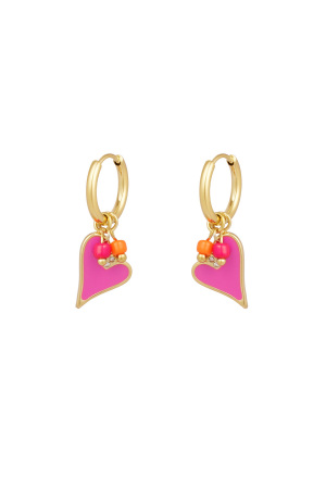 Boucle D'oreille Coeur Avec Perles Rose h5 