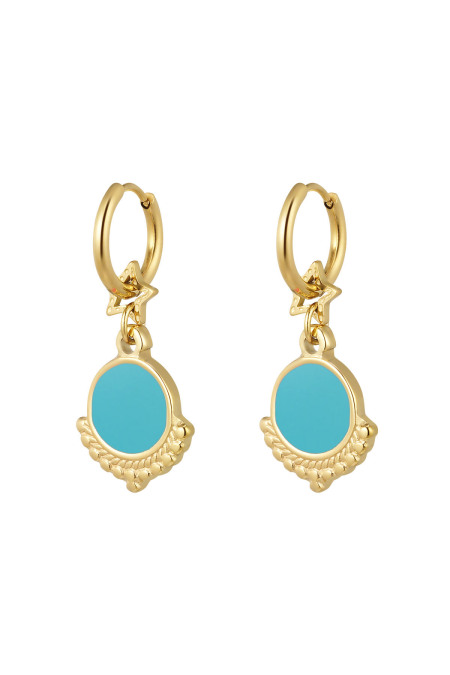 boucle d'oreille avec étoile et breloque bleu