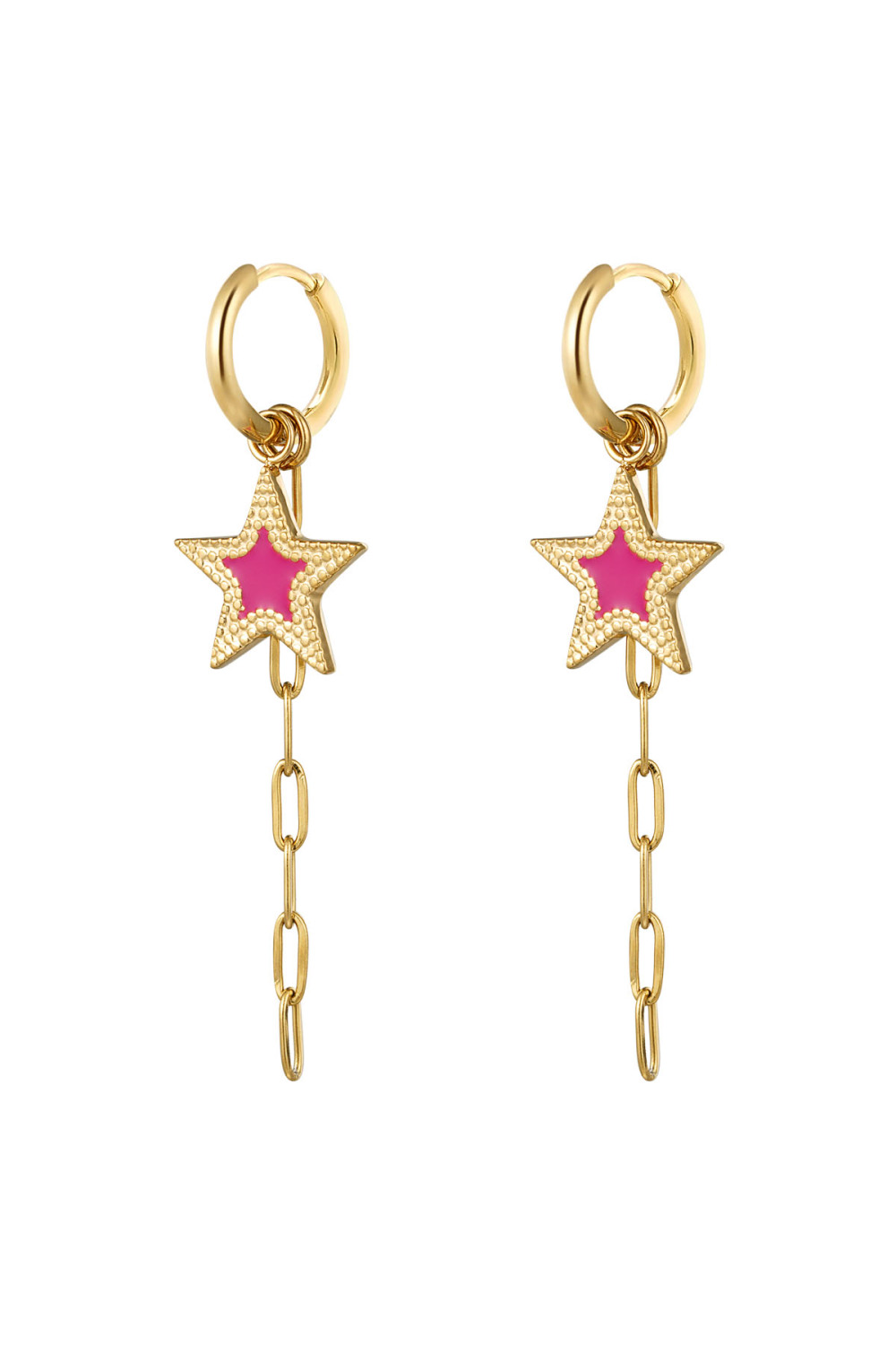 Boucles D'oreilles Avec Étoile Et Collier Rose 