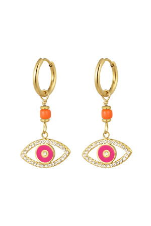 Boucles D'oreilles Avec Pendentif Oeil Rose h5 