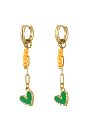 Boucles D'oreilles Collier Avec Perles Et Coeur Orange h5 