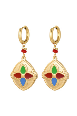 Boucles D'couleur Oreilles Avec Pièce Colcouleur Orée - Couleur Or/Multi h5 