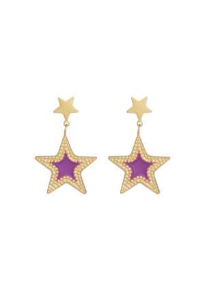 Boucles D'couleur Oreilles Double Étoile - Couleur Or/Bleu h5