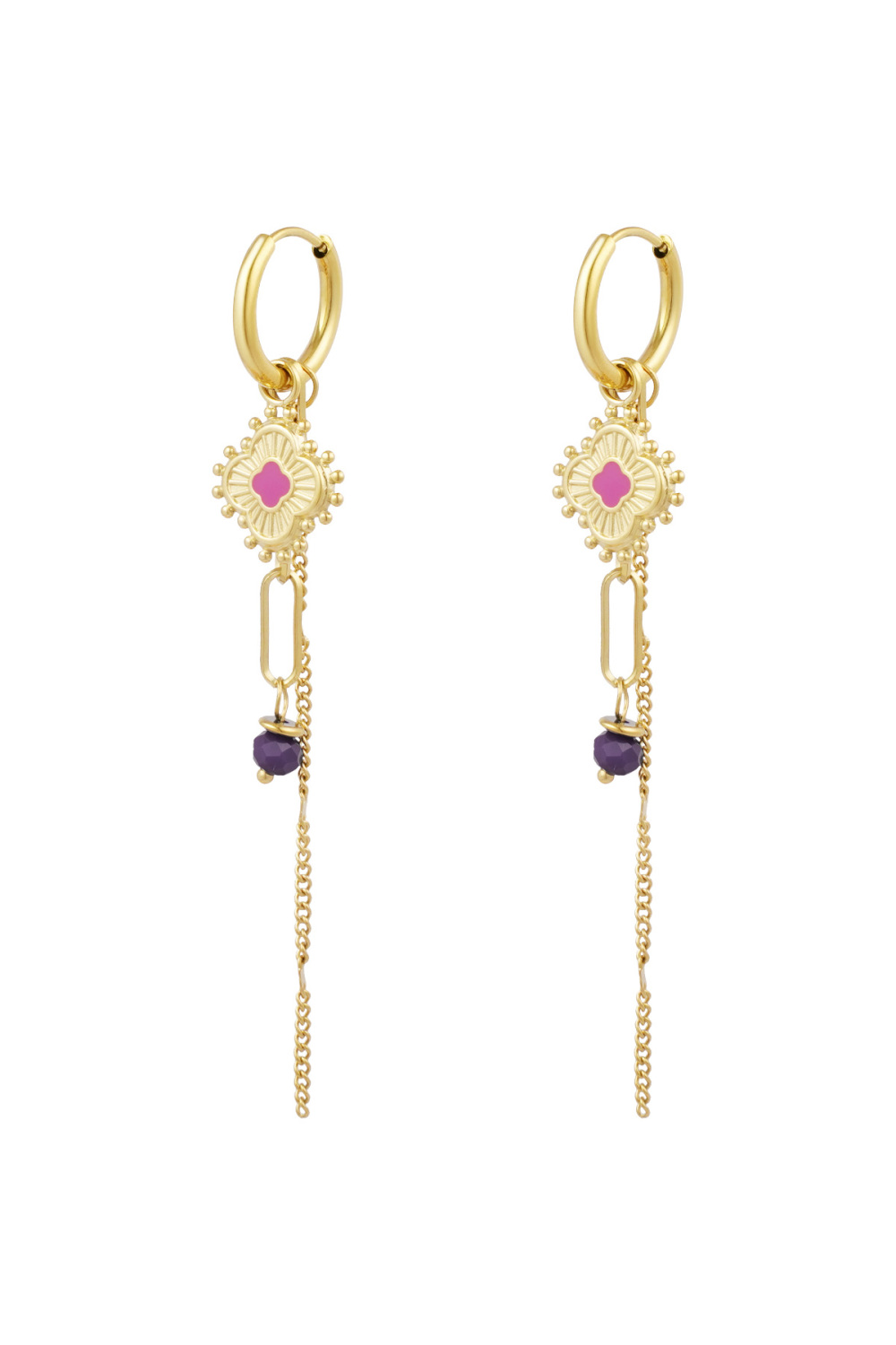 Boucles D'oreilles Fête Gracieuse - Doré/Rose