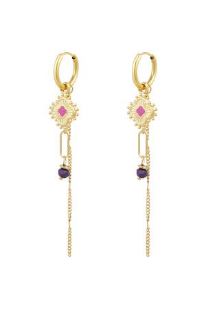 Boucles D'oreilles Fête Gracieuse - Doré/Rose h5