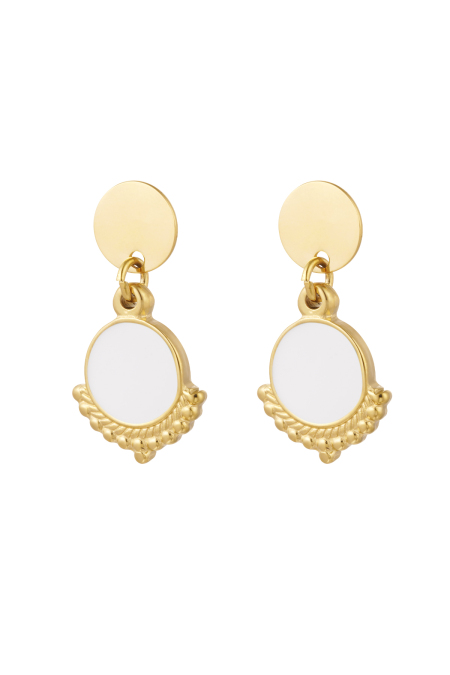 Boucles d'oreilles élégantes avec couleur - or/blanc