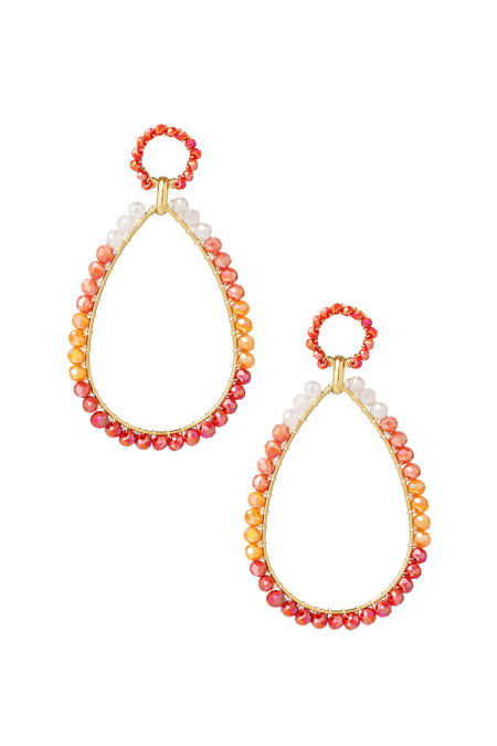 Boucles d'oreilles perle goutte - rouge/orange