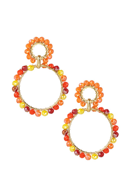 Boucles d'oreilles perlées party - orange/rouge