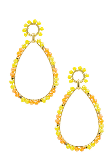 Boucles d'oreilles pendantes goutte avec perles jaune