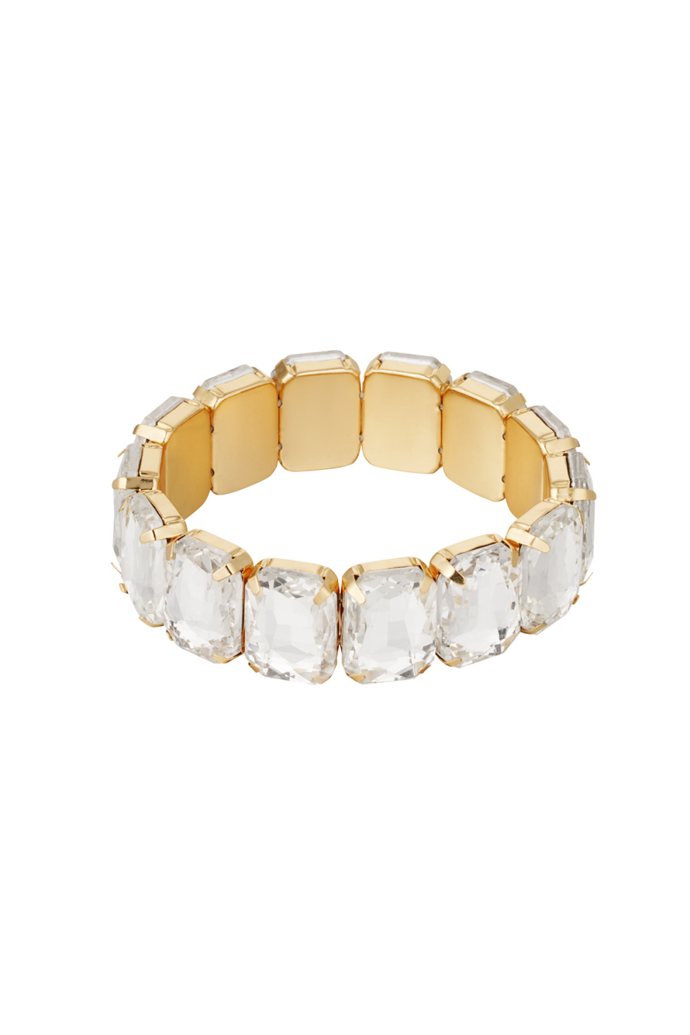 Bracelet Esclave Grosses Pierres - Doré/Blanc 