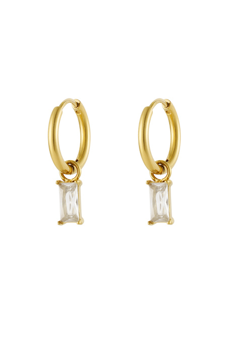 Boucles d'oreilles pierre allongée - doré/blanc