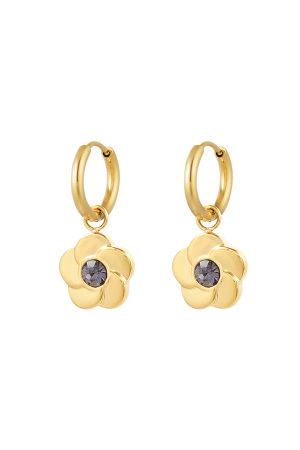 Boucles D'couleur Oreilles Fleur Avec Pierre - Couleur Or/Blanc h5 