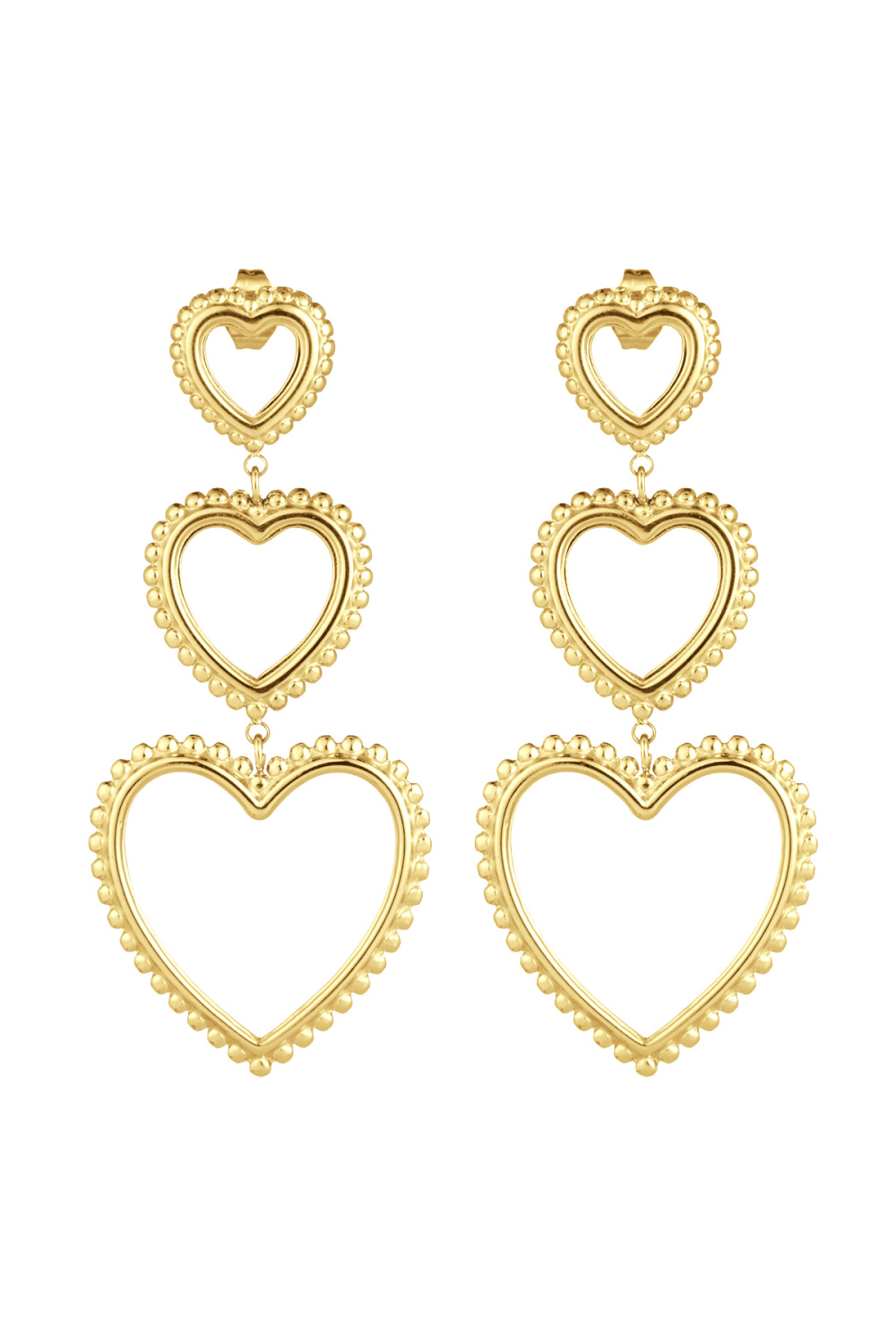 Boucles D'oreilles 3 Fois Coeur Gracieux