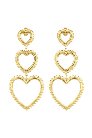Boucles D'oreilles 3 Fois Coeur Gracieux h5