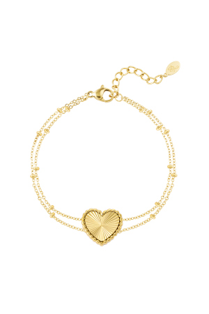 Bracelet Boules Avec Coeur - Doré h5 
